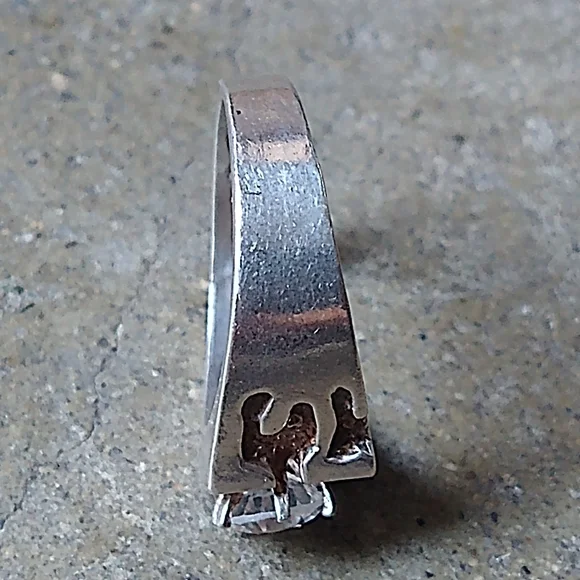 Vintage Sterling Silver Ring Size 9.75 Nugget Clear CZ Brutalist Modern